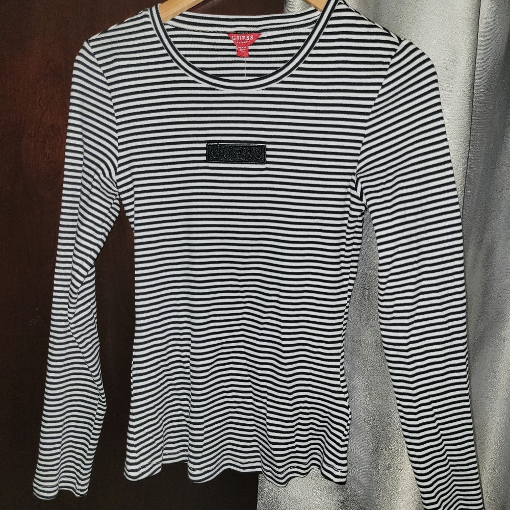 Guess Monochrome Striped Long Sleeve Top